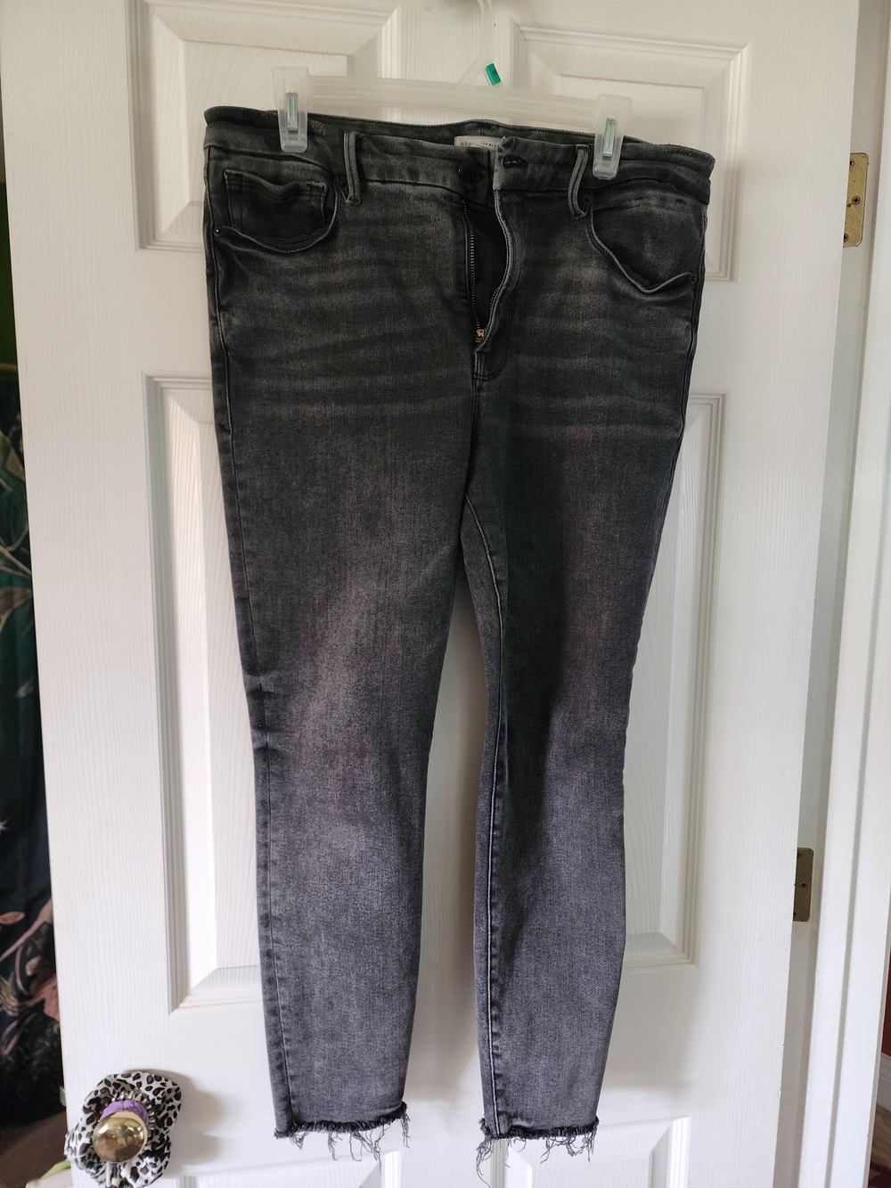 Women's Washed Good American Black Skinny Jeans - Casual Stretch Denim